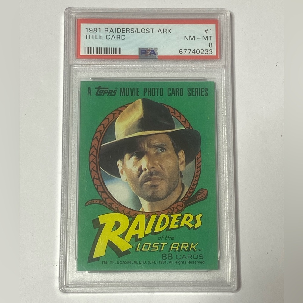 PSA 8 1981 Topps Raiders of the Lost Ark #1 Title Card Vintage Slabbed Indiana